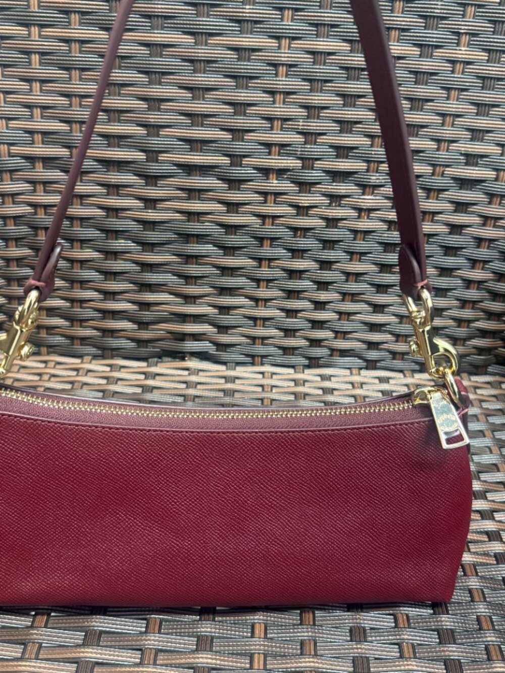 COACH nwt coach Charlotte Shoulder bag dark wine CCO18 WITH CHERRY CHAINS - Picture 6 of 11